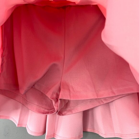 Pink Pleated Mini Skirt Skort 2 4 Women Built in Shorts Tennis Side Zip Preppy - Picture 3 of 6